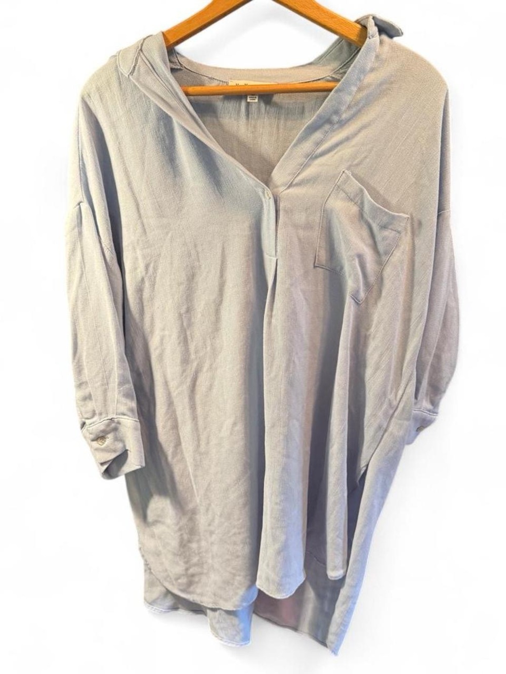 Light Blue Collared Tunic Top - Women